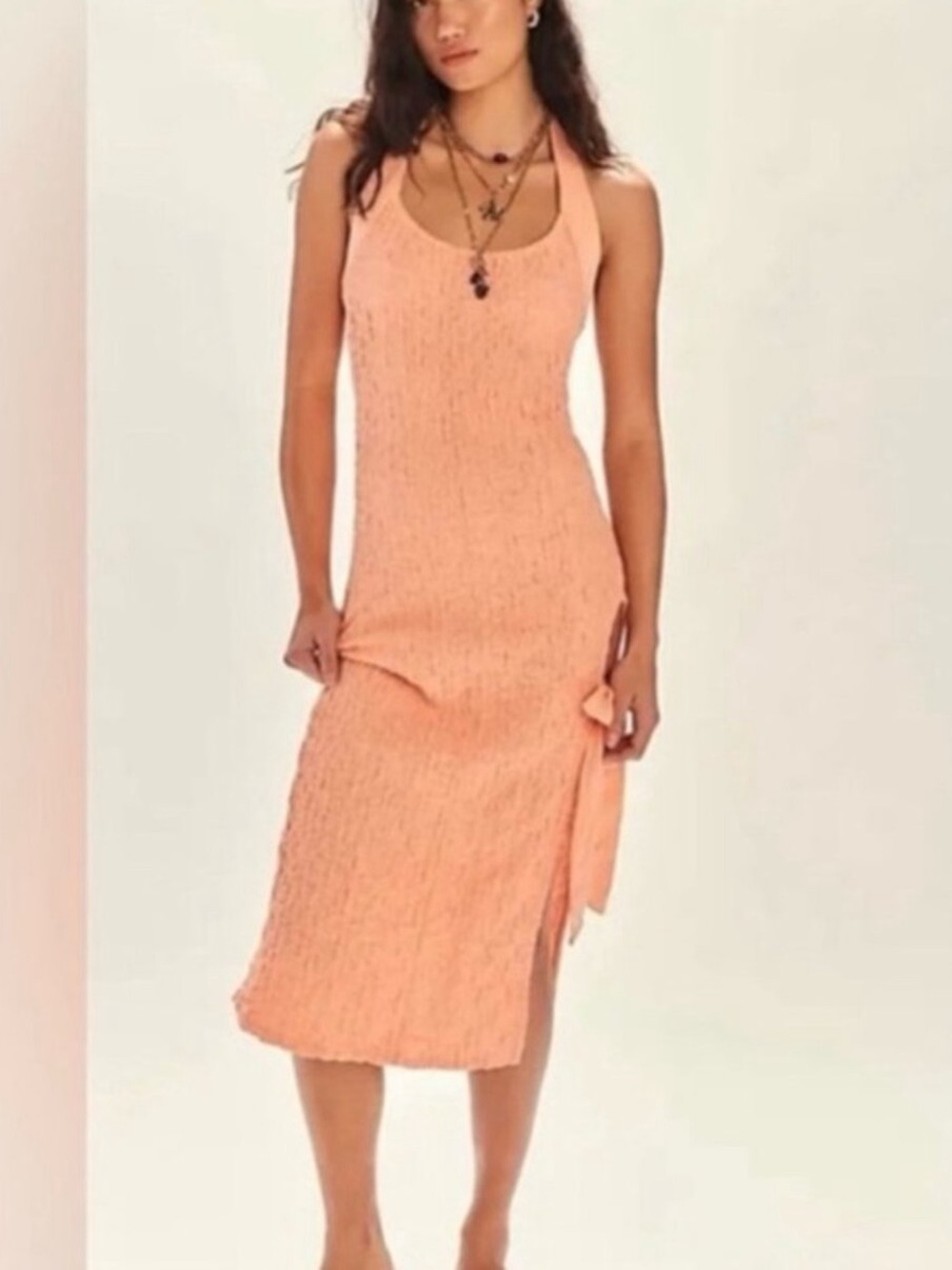 Free People Free-est X Sea Foam Peach Midi Dress Size Large NWT